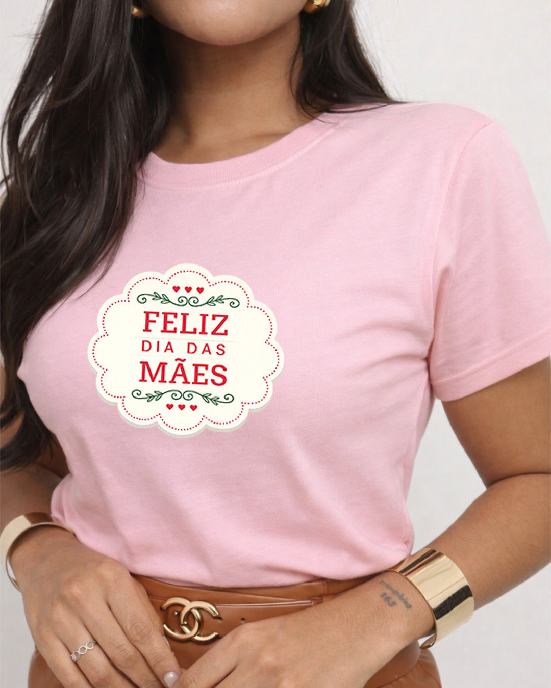Camiseta Feminina 100% Algodão "Feliz Dia Das Mães Vintage" Dia Das Mães