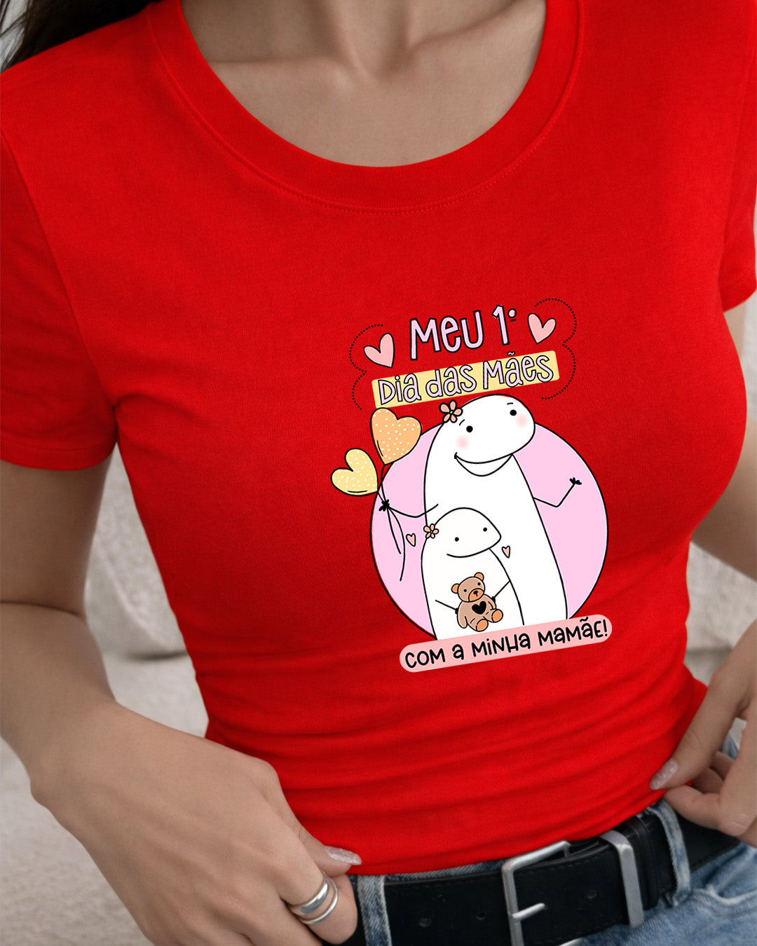 Camiseta Feminina 100% Algodão "Meu primeiro Dia Das Mães" Dia Das Mães
