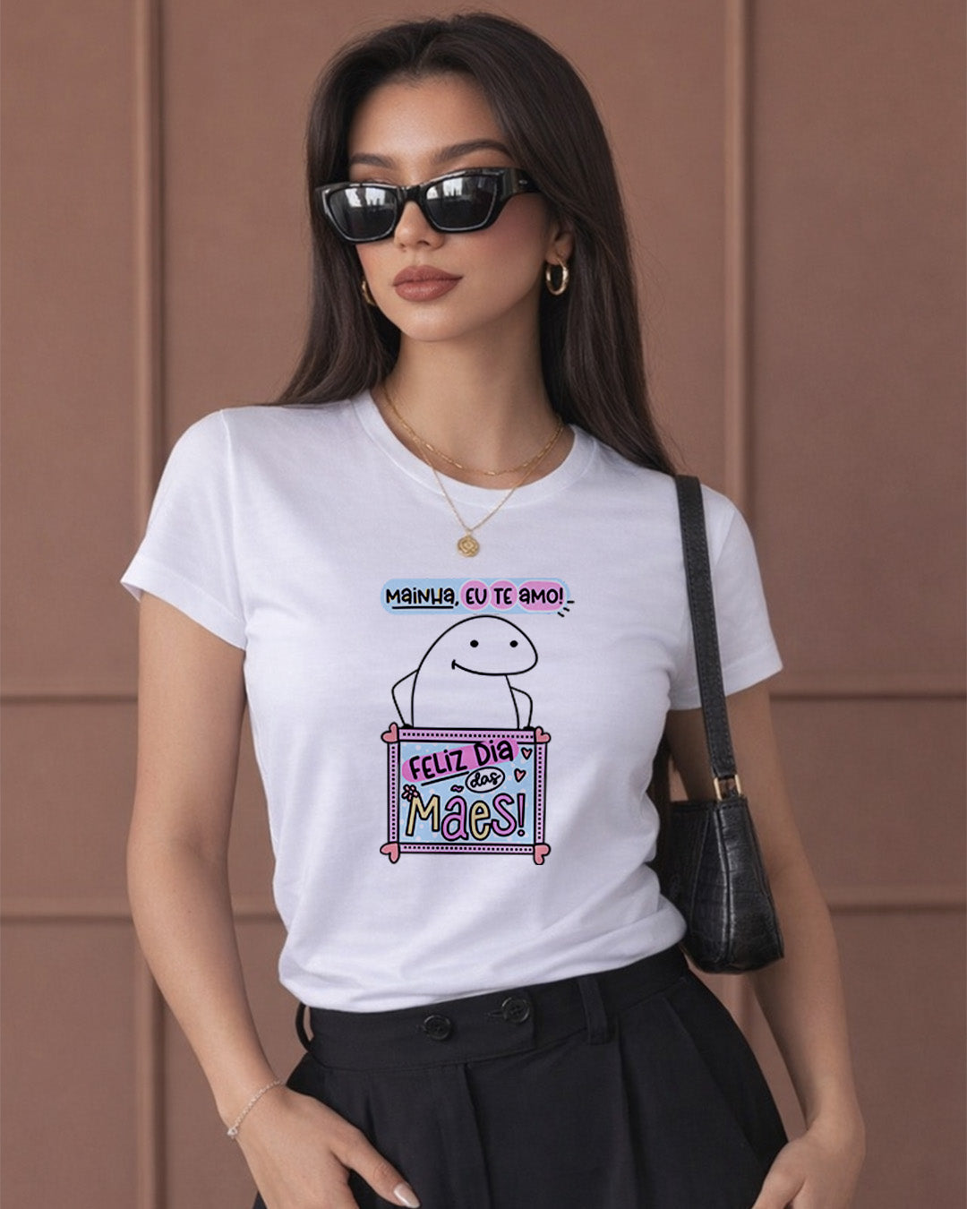 Camiseta Feminina 100% Algodão "Mainha Eu Te Amo" Dia Das Mães