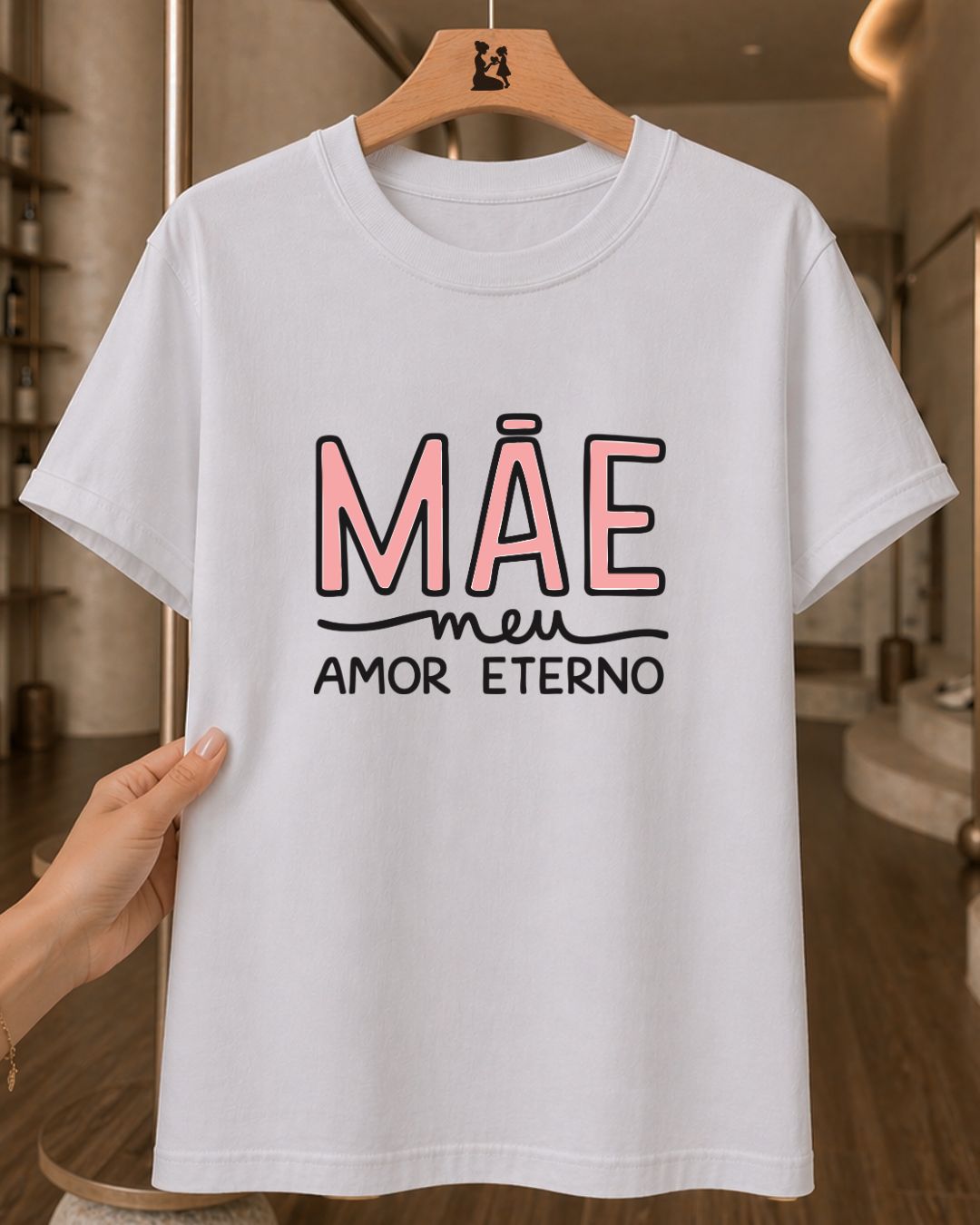 Camiseta 100% Algodão Feminina "Mãe Meu Amor Eterno" Dia Das Mães
