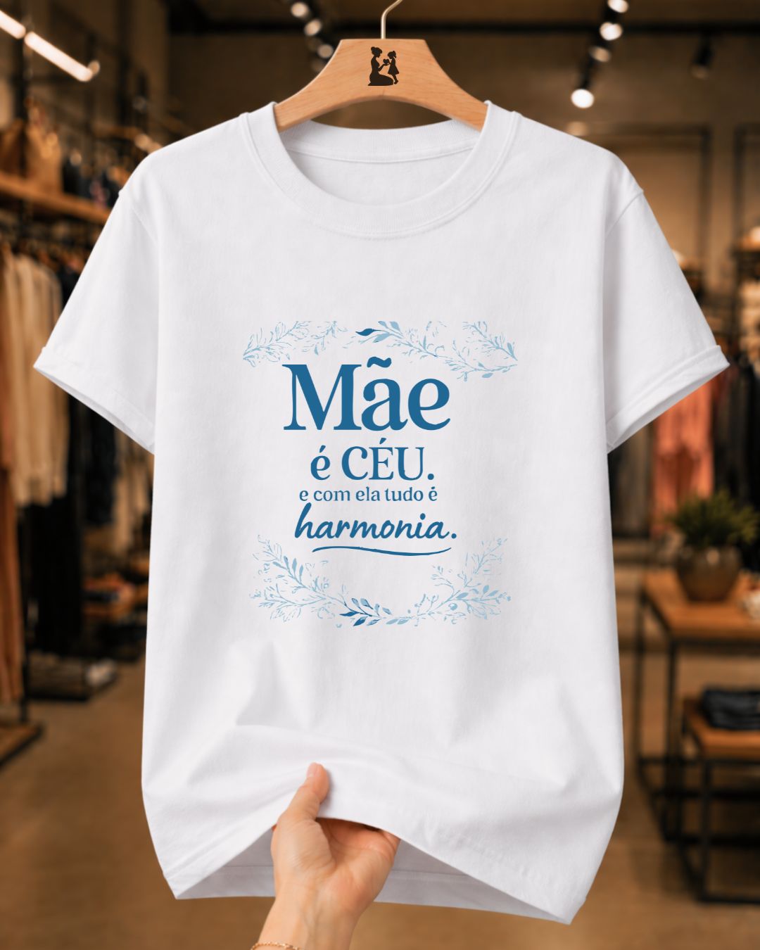 Camiseta Feminina "Mãe É Céu" 100% Algodão Dia Das Mães