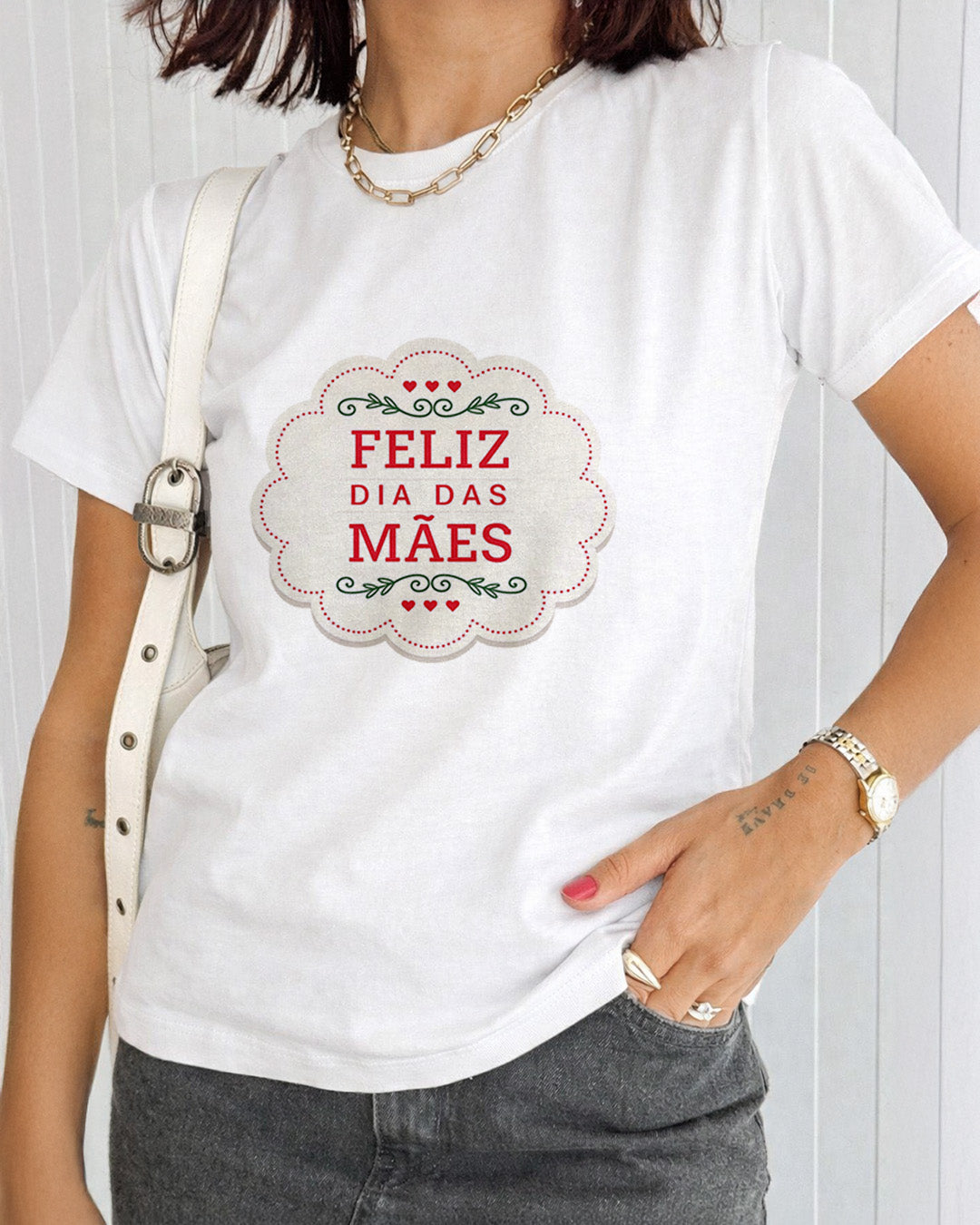 Camiseta Feminina 100% Algodão "Feliz Dia Das Mães Vintage" Dia Das Mães