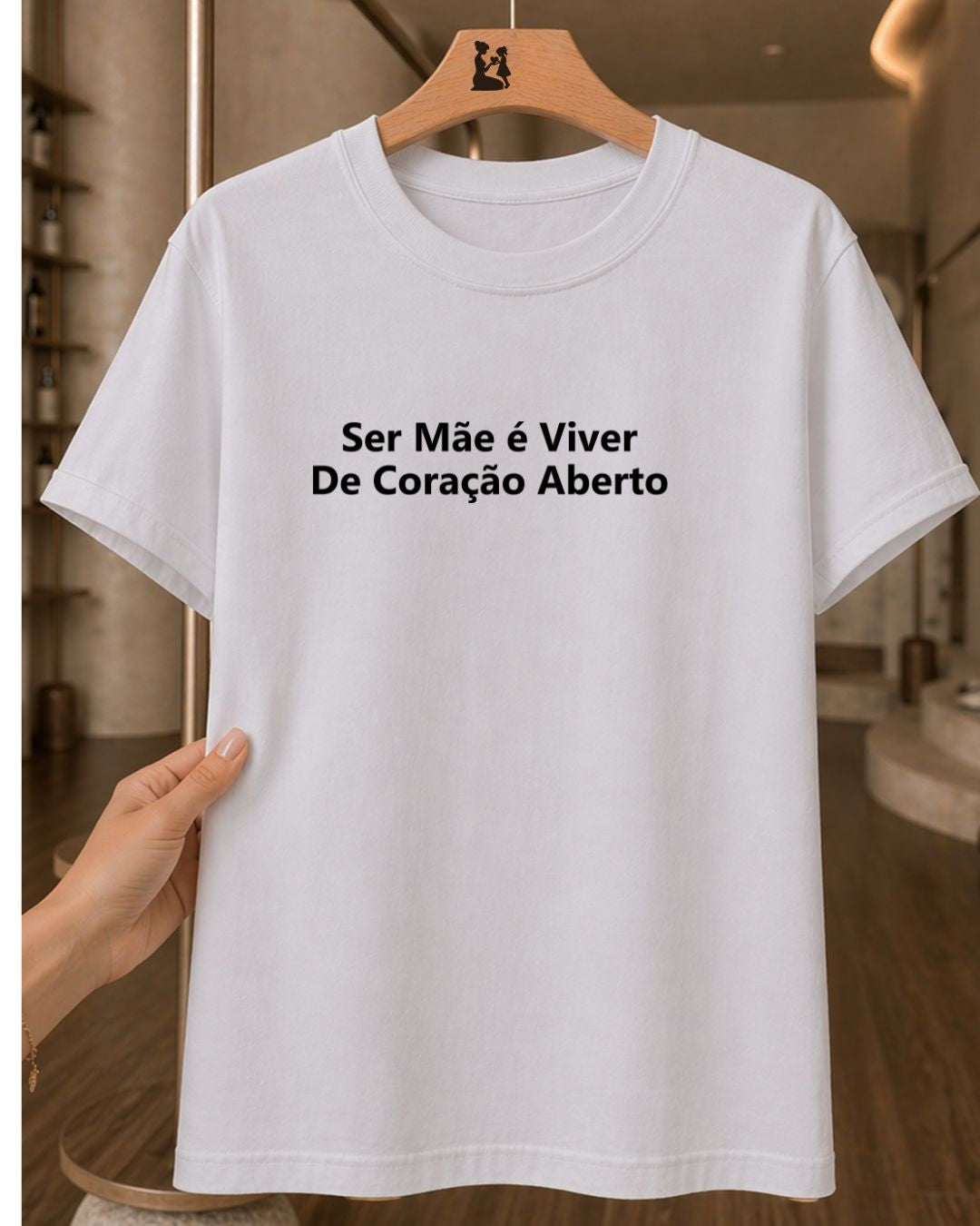 Camiseta Feminina 100% Algodão "Ser Mãe É Viver De Coração" Dia Das Mães