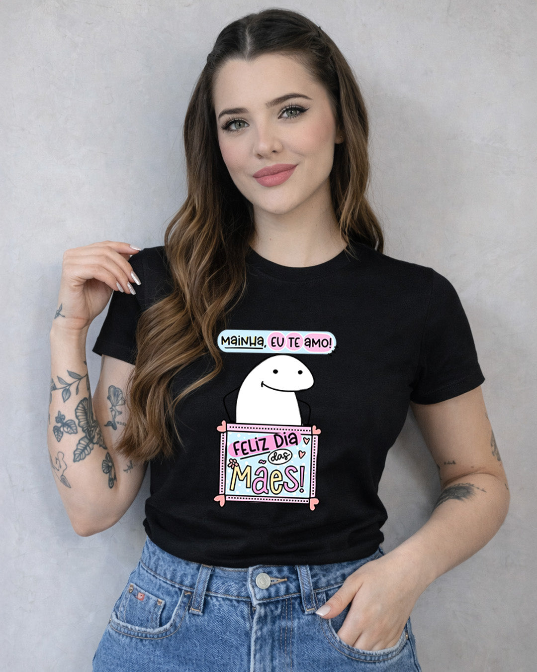 Camiseta Feminina 100% Algodão "Mainha Eu Te Amo" Dia Das Mães