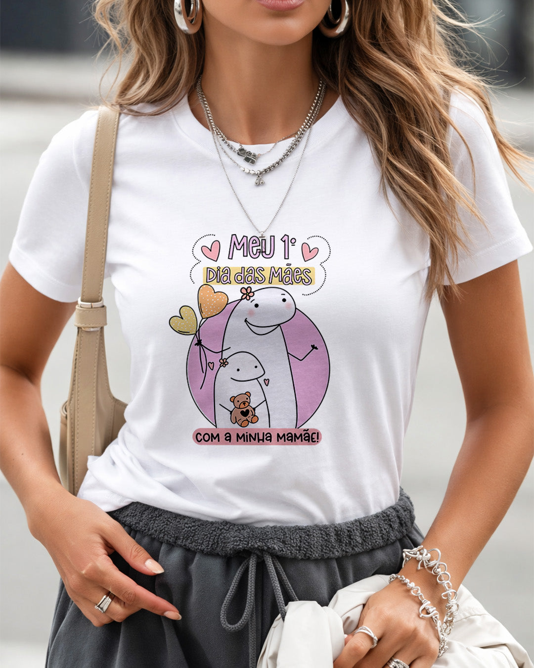 Camiseta Feminina 100% Algodão "Meu primeiro Dia Das Mães" Dia Das Mães