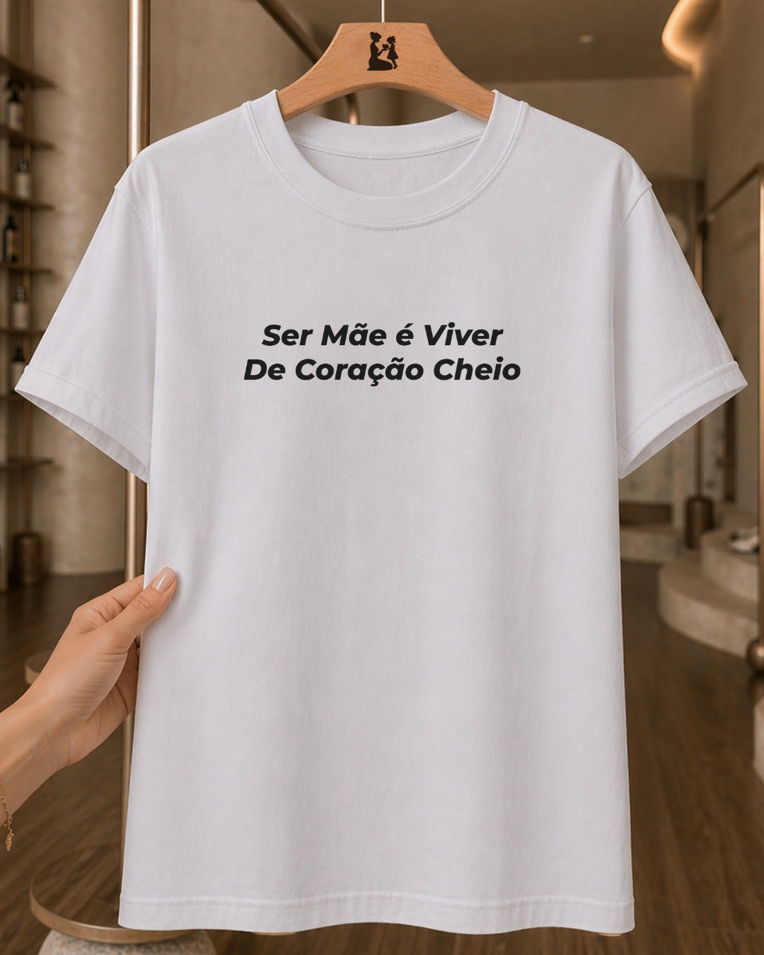 Camiseta Feminina 100% Algodão "Coração Cheio" Dia Das Mães