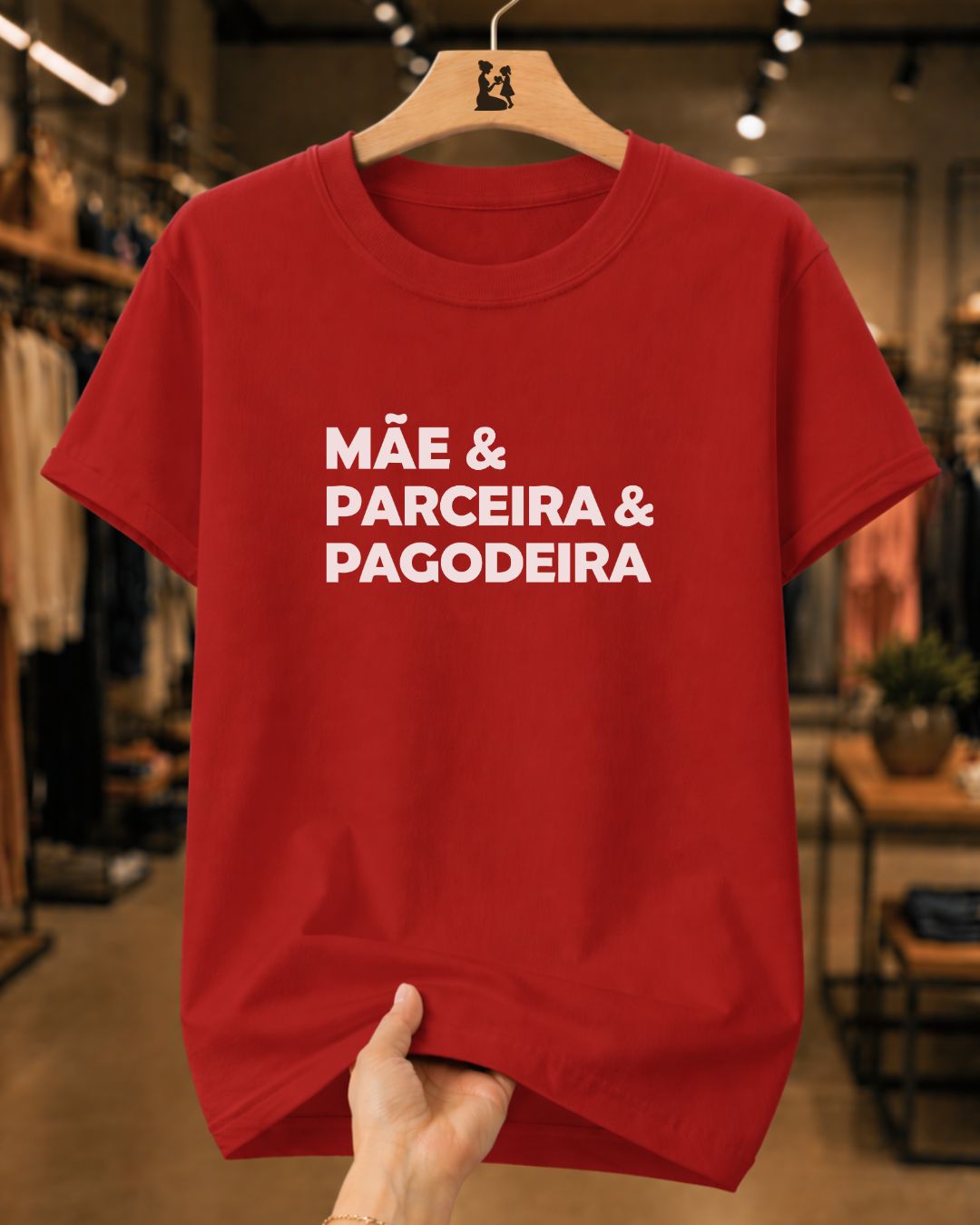 Camiseta 100% Algodão Feminina "Mãe E Parceira E Pagodeira" Dia Das Mães