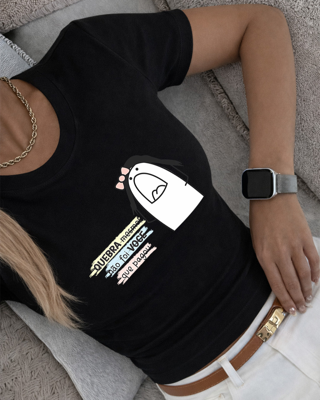 Camiseta Feminina 100% Algodão "Mãe Quebra Mesmo" Dia Das Mães