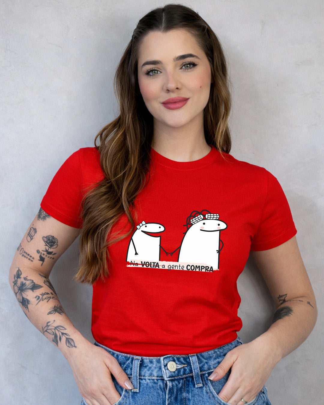 Camiseta Feminina 100% Algodão  Frase"Na Volta A Gente Compra" Dia Das Mães