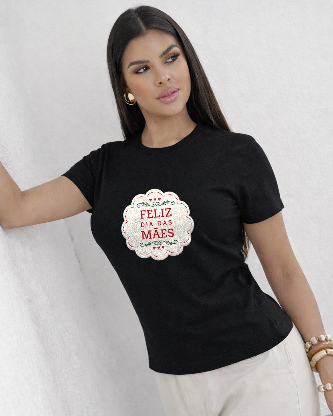Camiseta Feminina 100% Algodão "Feliz Dia Das Mães Vintage" Dia Das Mães
