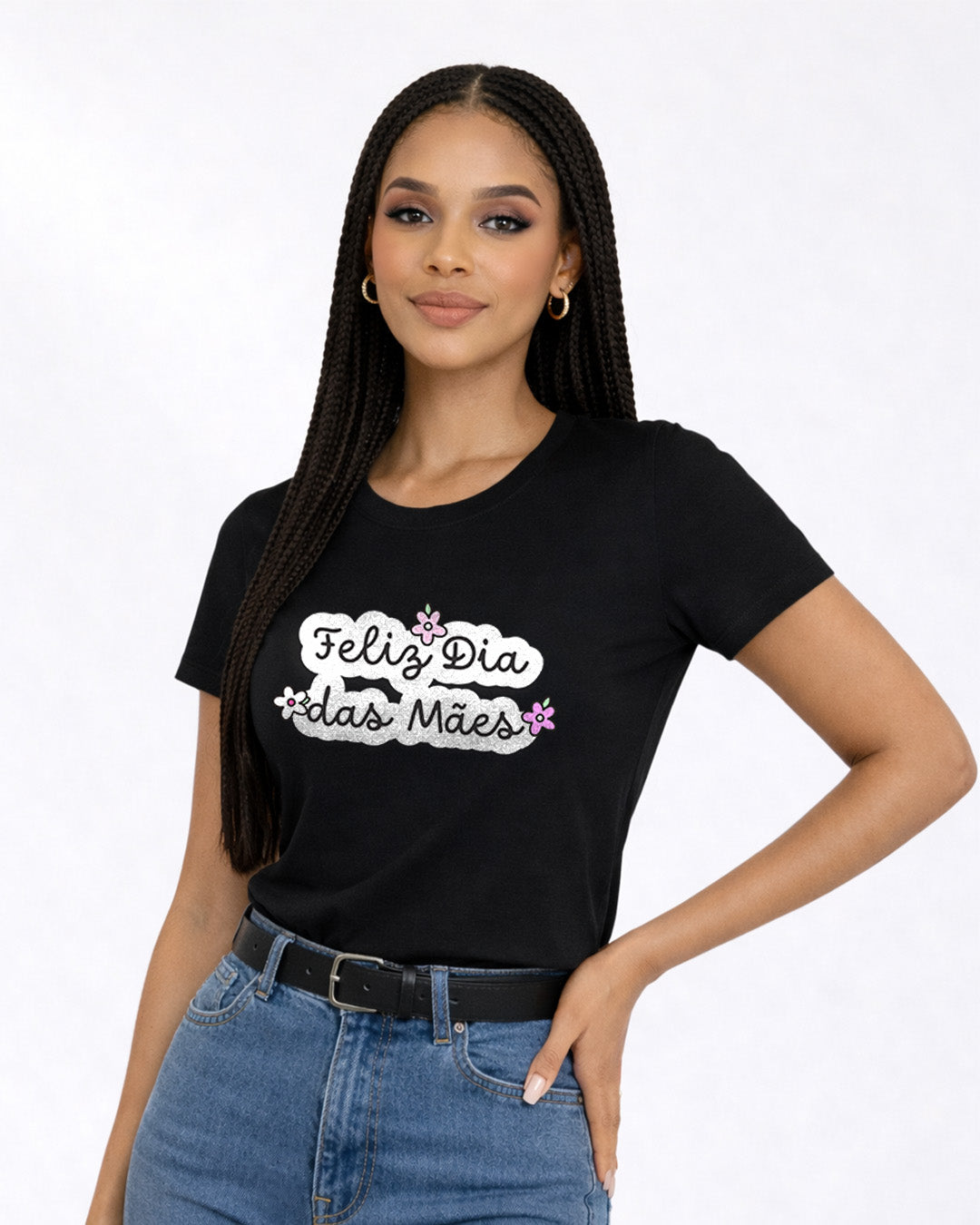Camiseta Feminina 100% Algodão "Feliz Dia Das Mães Delicado" Dia Das Mães