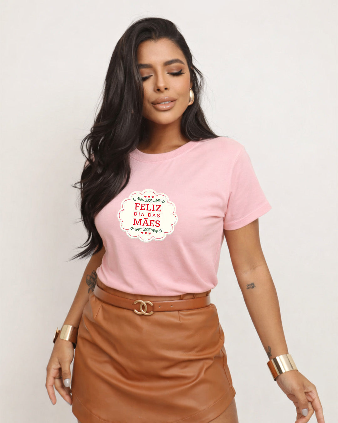 Camiseta Feminina 100% Algodão "Feliz Dia Das Mães Vintage" Dia Das Mães