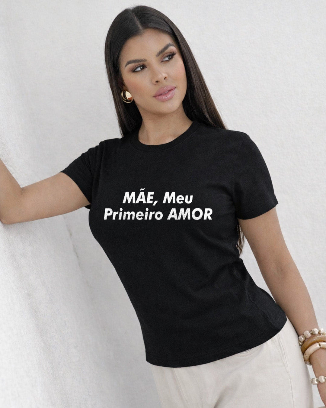 Camiseta Feminina 100% Algodão "Meu Primeiro Amor" Dia Das Mães