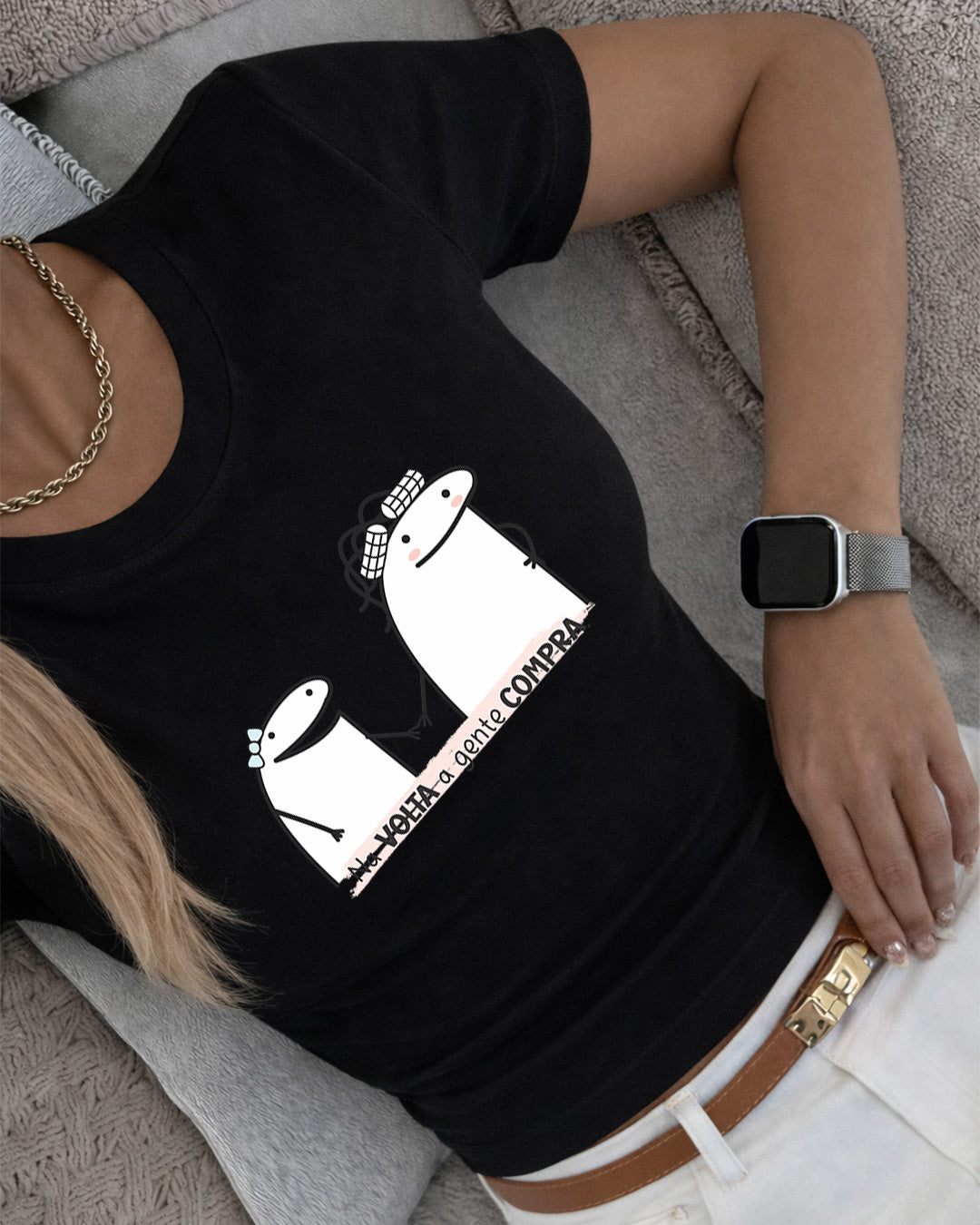 Camiseta Feminina 100% Algodão  Frase"Na Volta A Gente Compra" Dia Das Mães