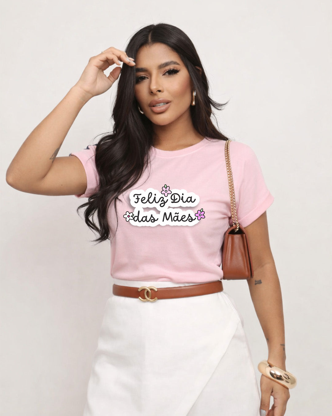 Camiseta Feminina 100% Algodão "Feliz Dia Das Mães Delicado" Dia Das Mães