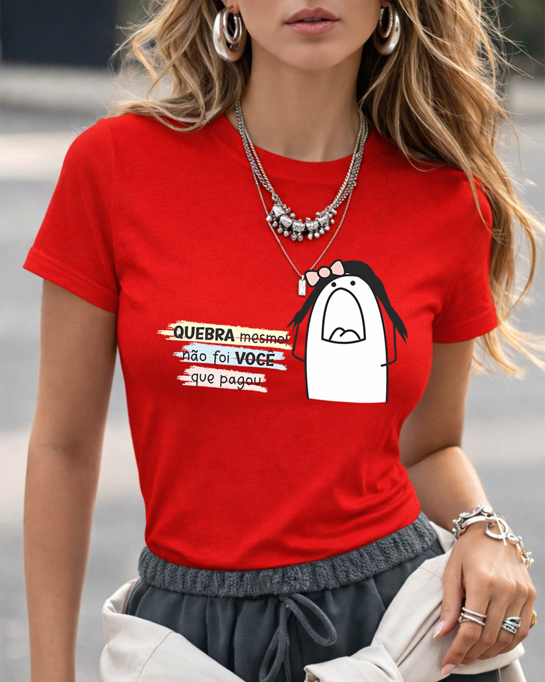 Camiseta Feminina 100% Algodão "Mãe Quebra Mesmo" Dia Das Mães