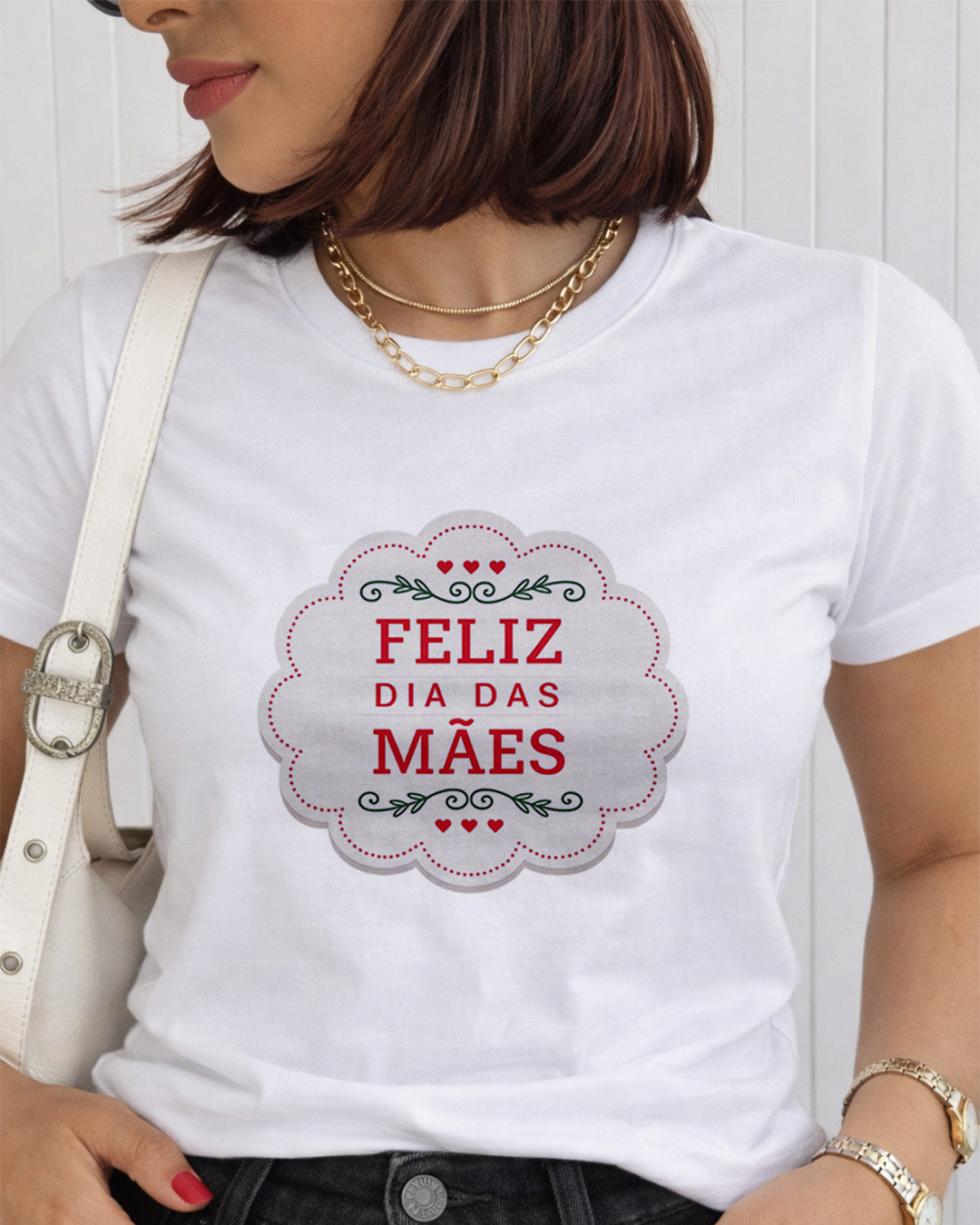 Camiseta Feminina 100% Algodão "Feliz Dia Das Mães Vintage" Dia Das Mães