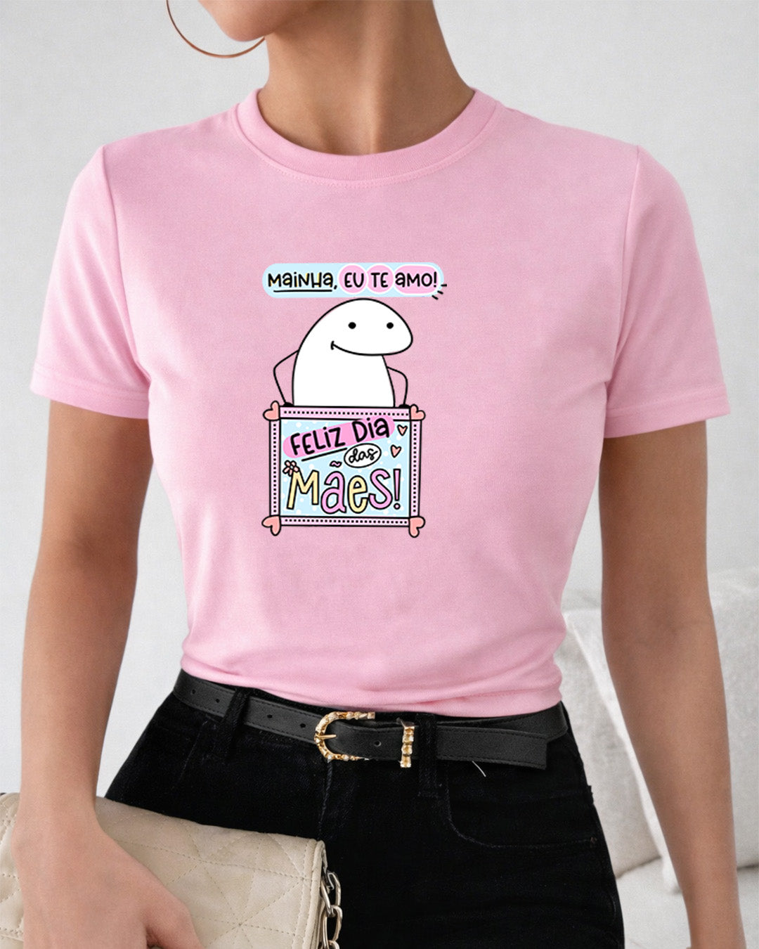 Camiseta Feminina 100% Algodão "Mainha Eu Te Amo" Dia Das Mães