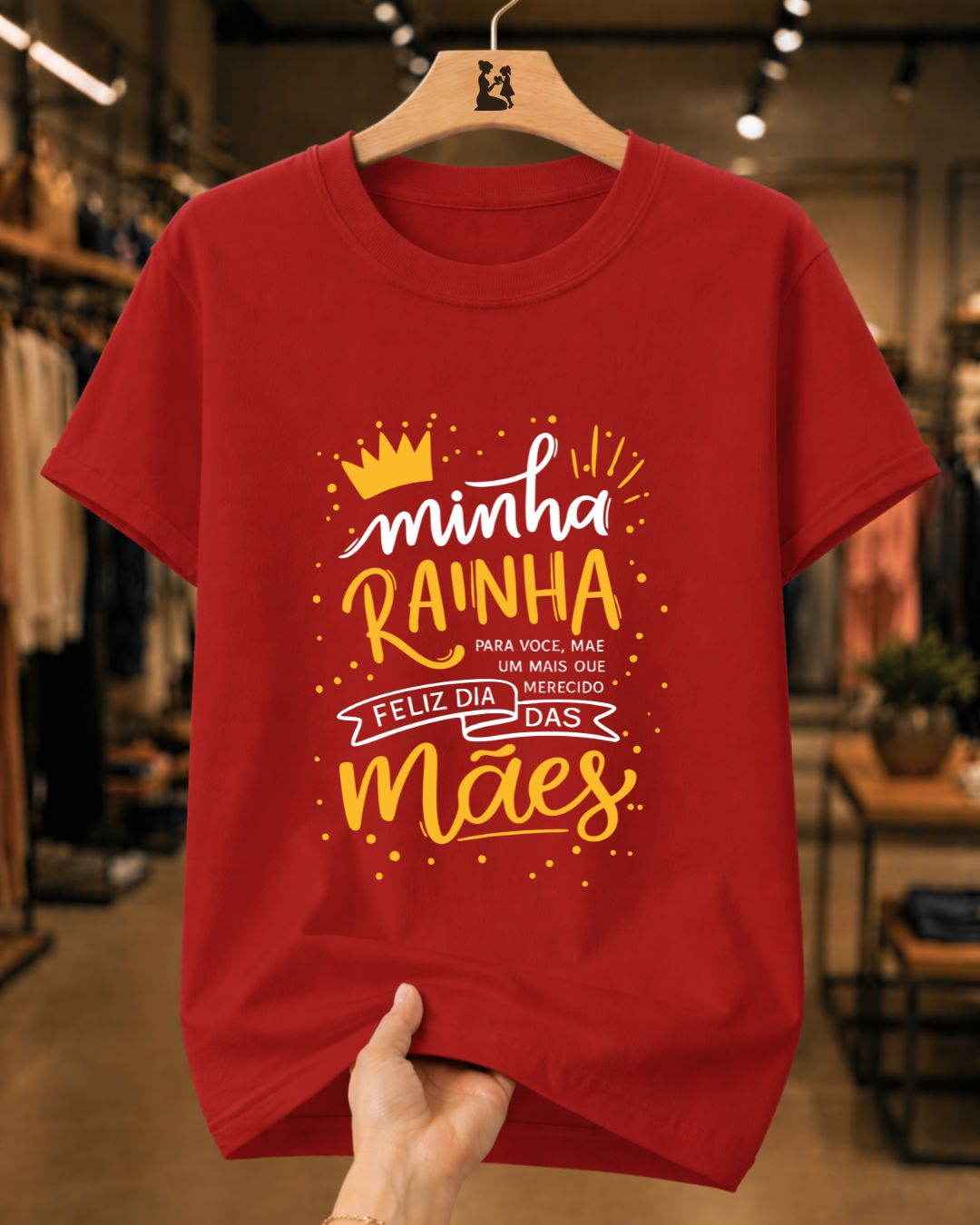 Camiseta Dia Das Mães Feminina "Minha Rainha Feliz Dia Das Mães" 100% Algodão