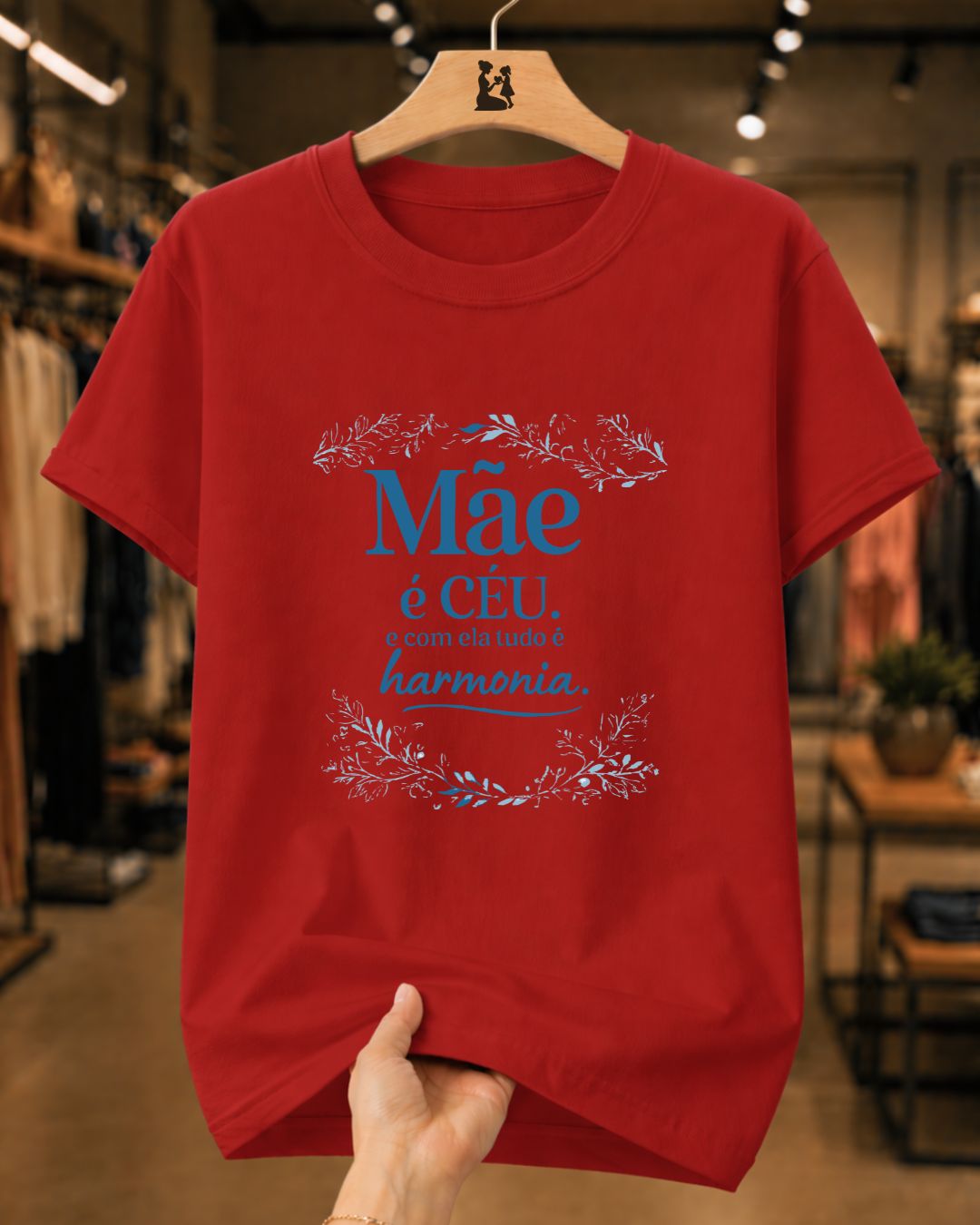 Camiseta Feminina "Mãe É Céu" 100% Algodão Dia Das Mães