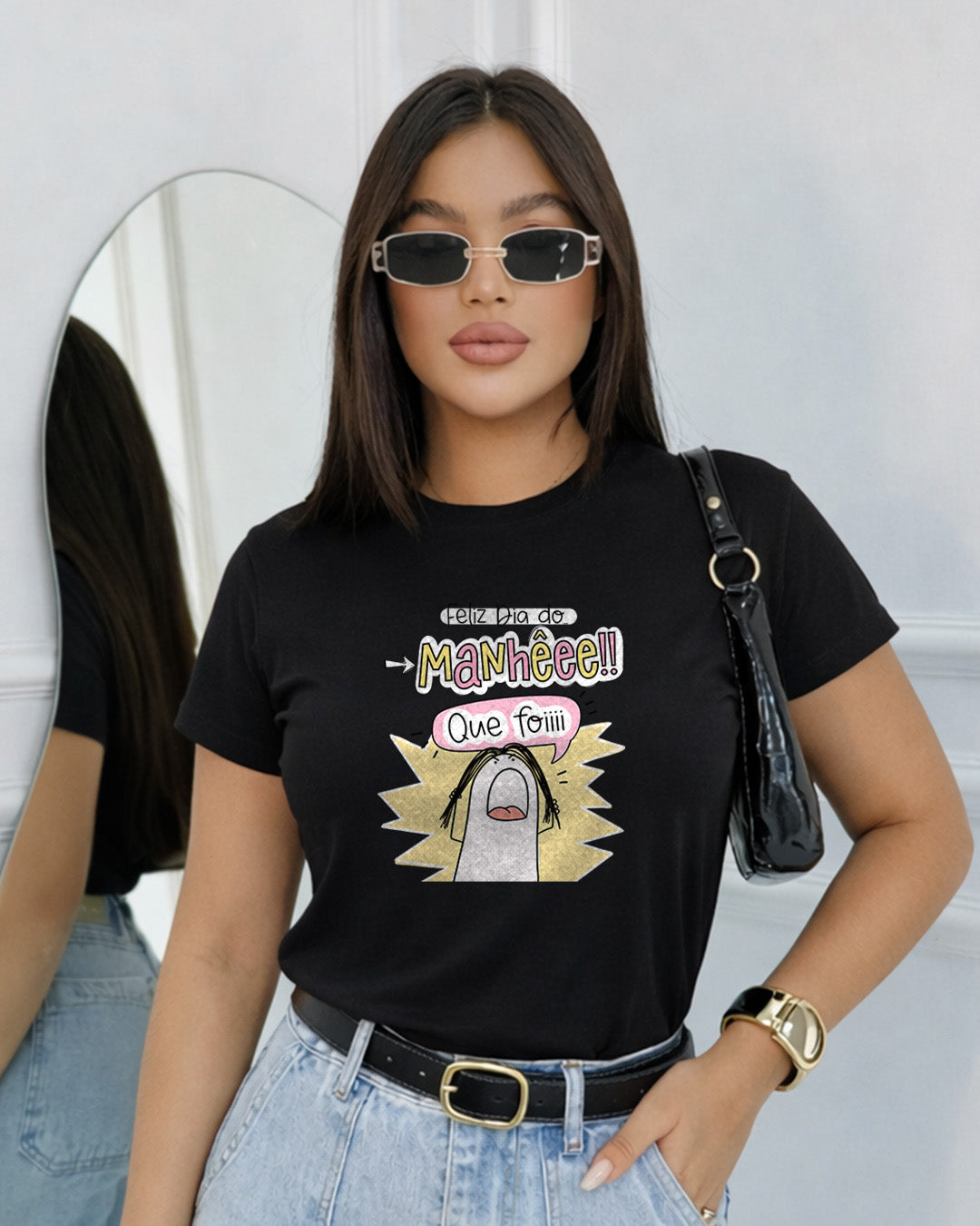 Camiseta Feminina 100% Algodão "Manhê Que Foi" Dia Das Mães