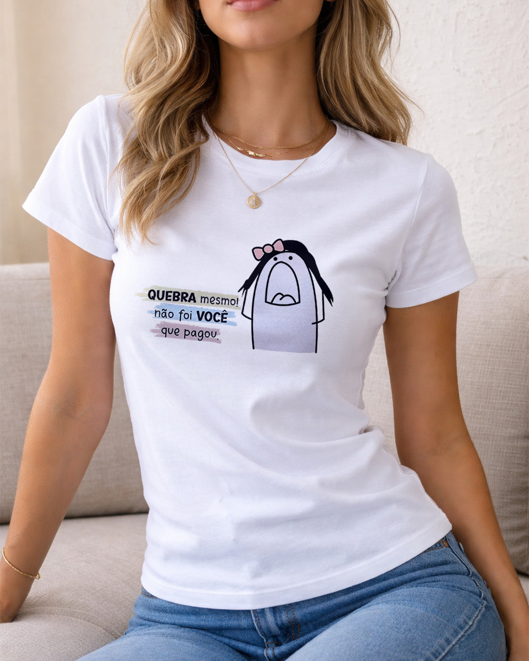 Camiseta Feminina 100% Algodão "Mãe Quebra Mesmo" Dia Das Mães