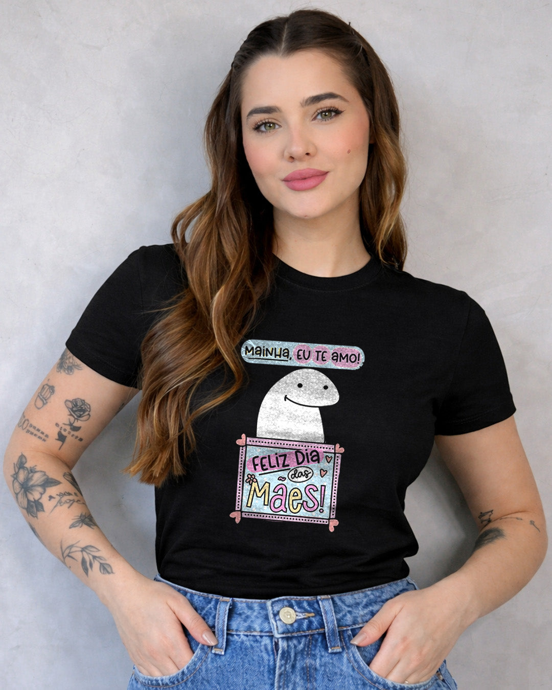 Camiseta Feminina 100% Algodão "Mainha Eu Te Amo" Dia Das Mães
