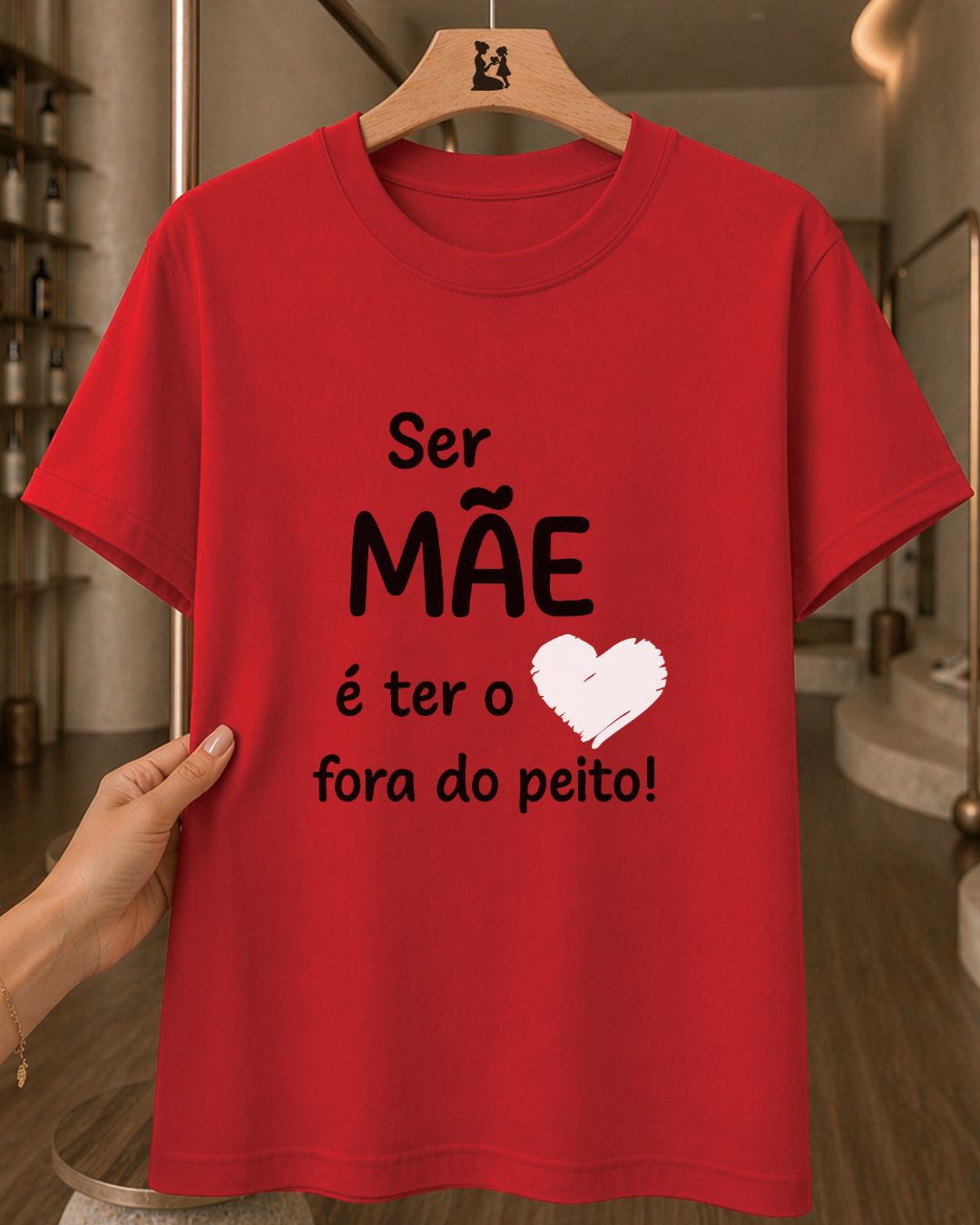 Camiseta Feminina Dia Das Mães "Coração Fora Do Peito" 100% Algodão