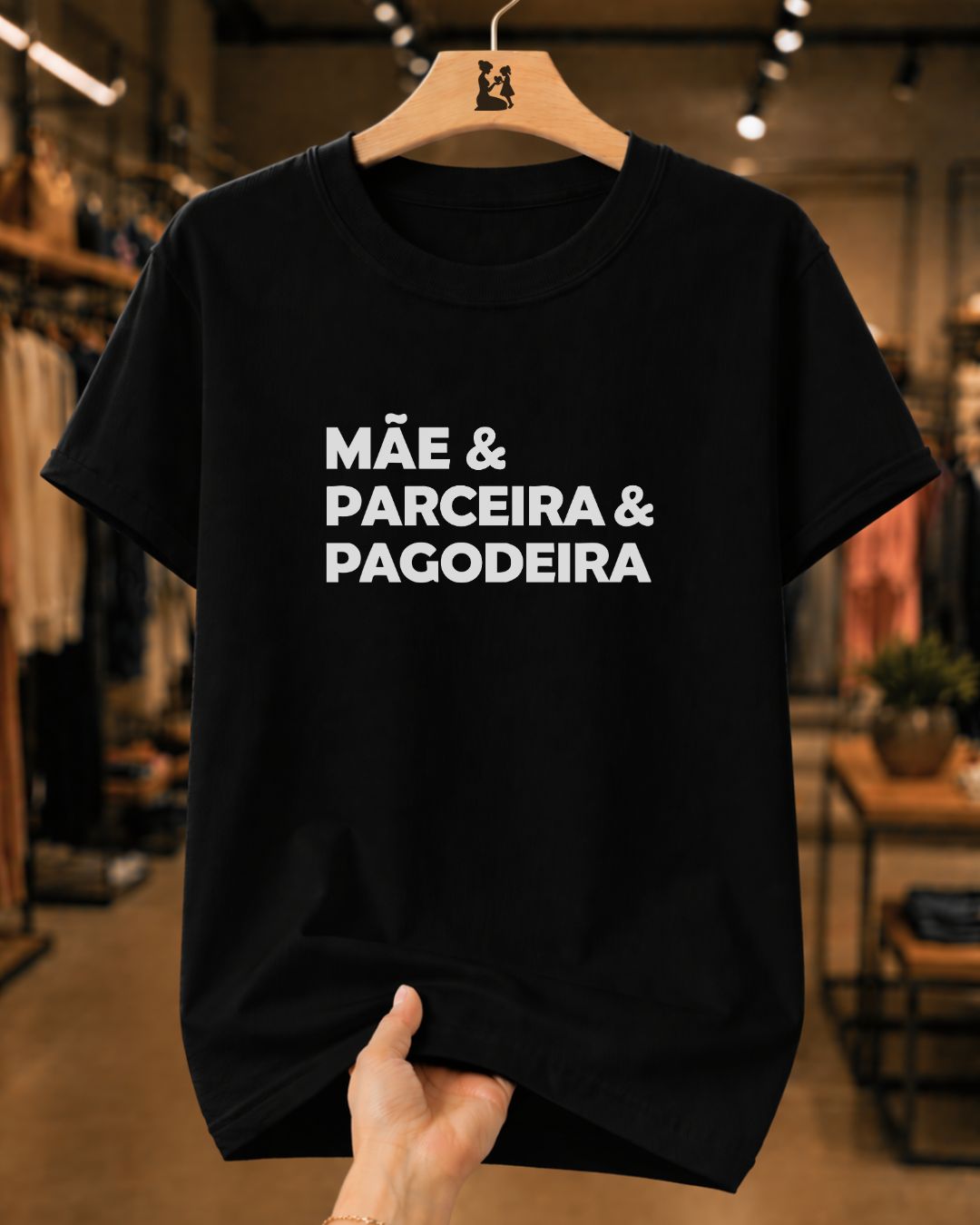 Camiseta 100% Algodão Feminina "Mãe E Parceira E Pagodeira" Dia Das Mães