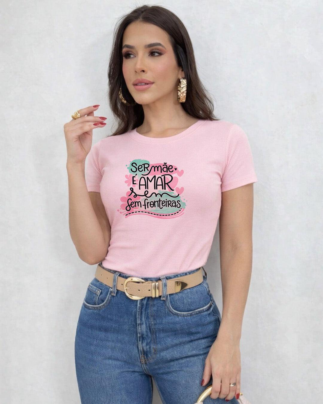 Camiseta Feminina 100% Algodão "Ser Mãe" Dia Das Mães