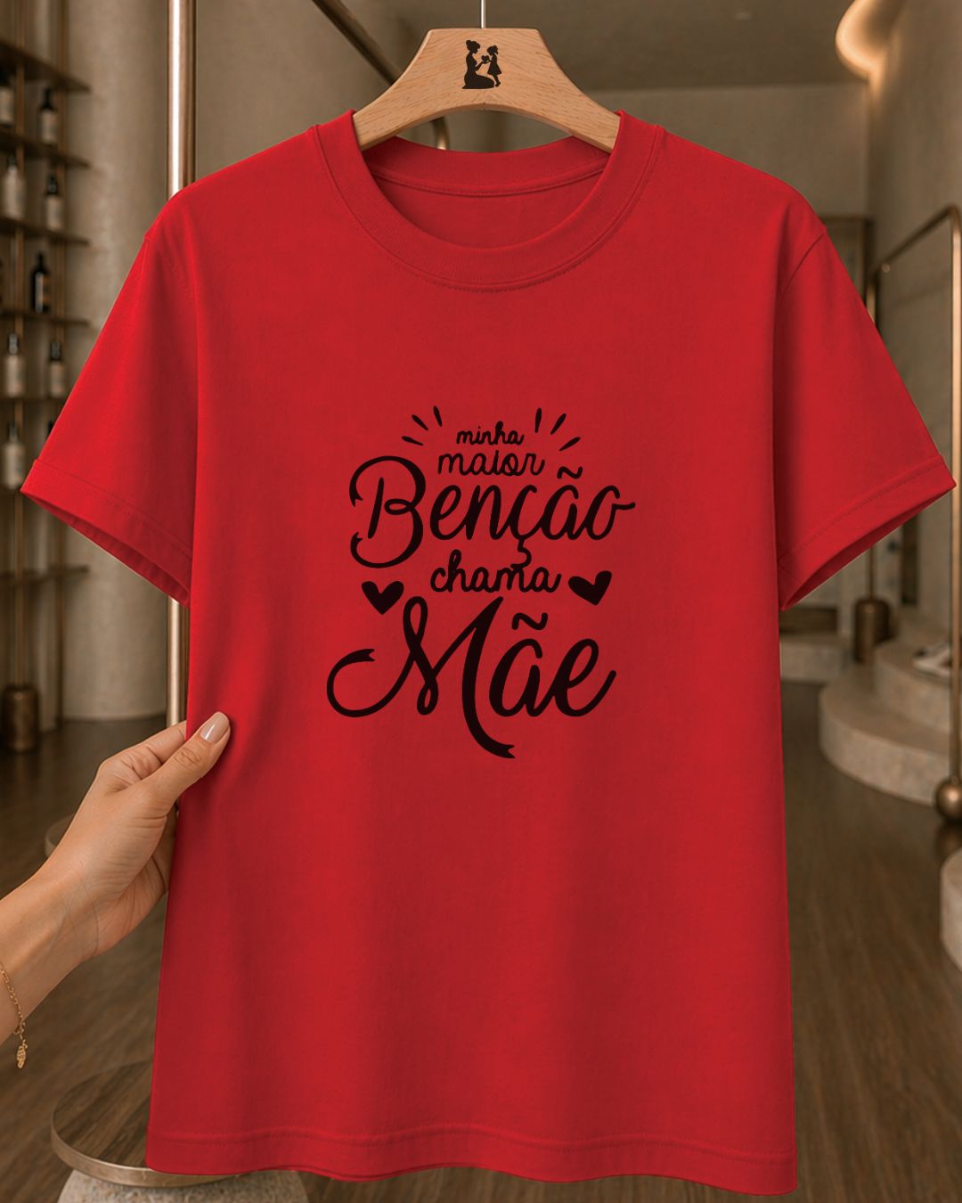Camiseta Feminina "Minha Benção Chama Mãe" 100% Algodão Presente Dia Das Mães