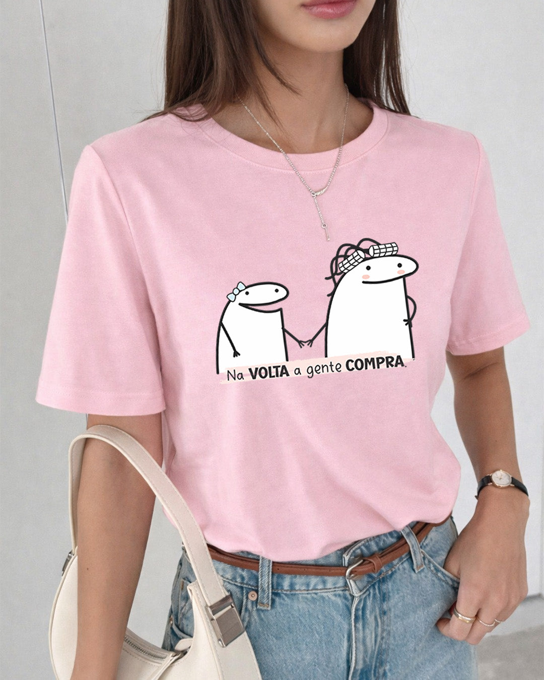 Camiseta Feminina 100% Algodão  Frase"Na Volta A Gente Compra" Dia Das Mães