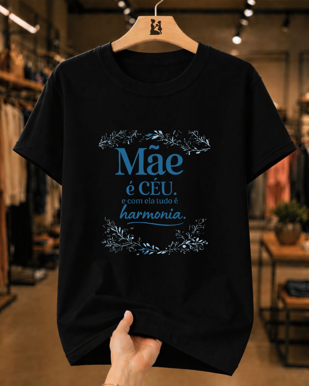Camiseta Feminina "Mãe É Céu" 100% Algodão Dia Das Mães