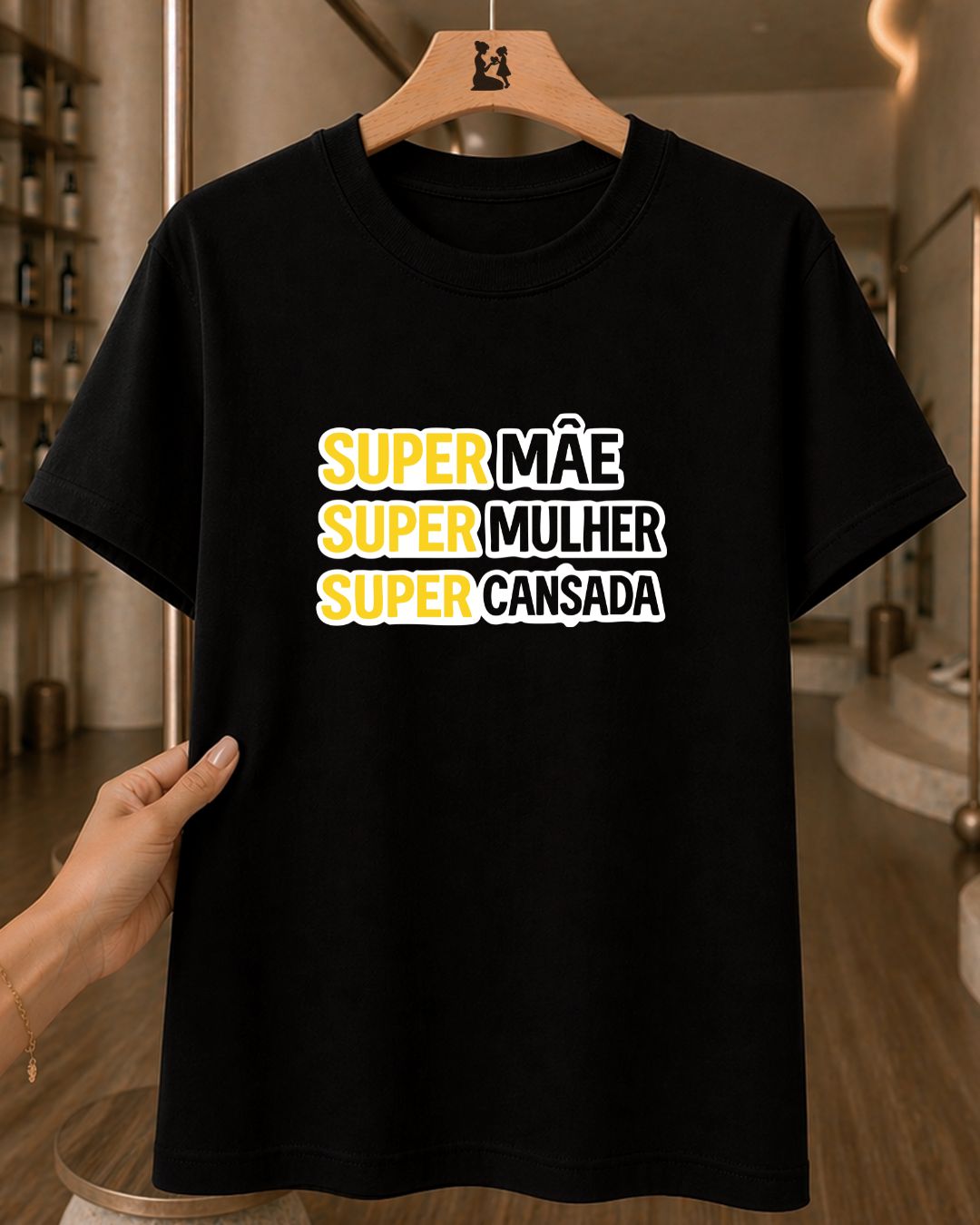Camiseta Feminina 100% Algodão "Super Mãe Super Mulher" Dia Das Mães