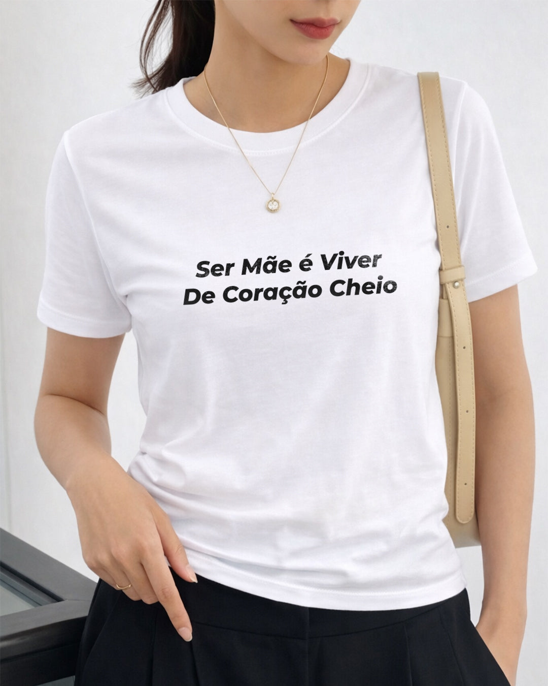 Camiseta Feminina 100% Algodão "Coração Cheio" Dia Das Mães