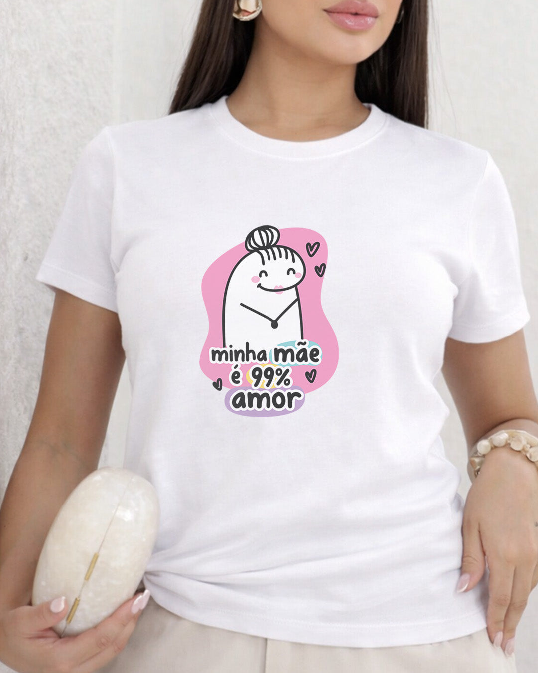 Camiseta Feminina "Minha Mãe É 99% Amor" 100% Algodão Dia Das Mães