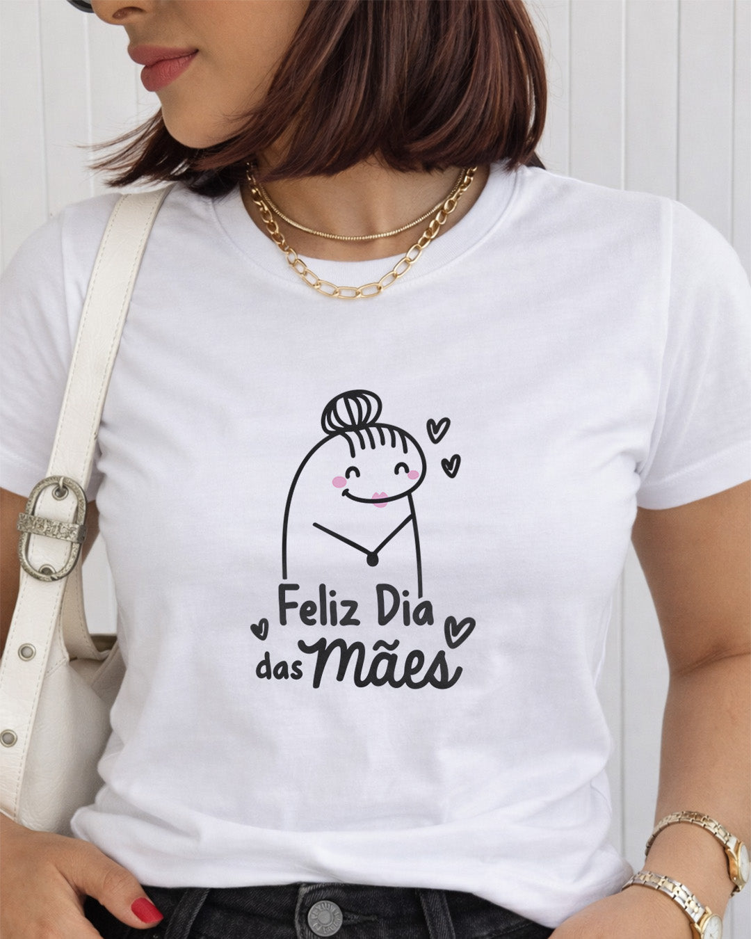 Camiseta Feminina 100% Algodão "Feliz Dia Das Mães Alegre" Dia Das Mães