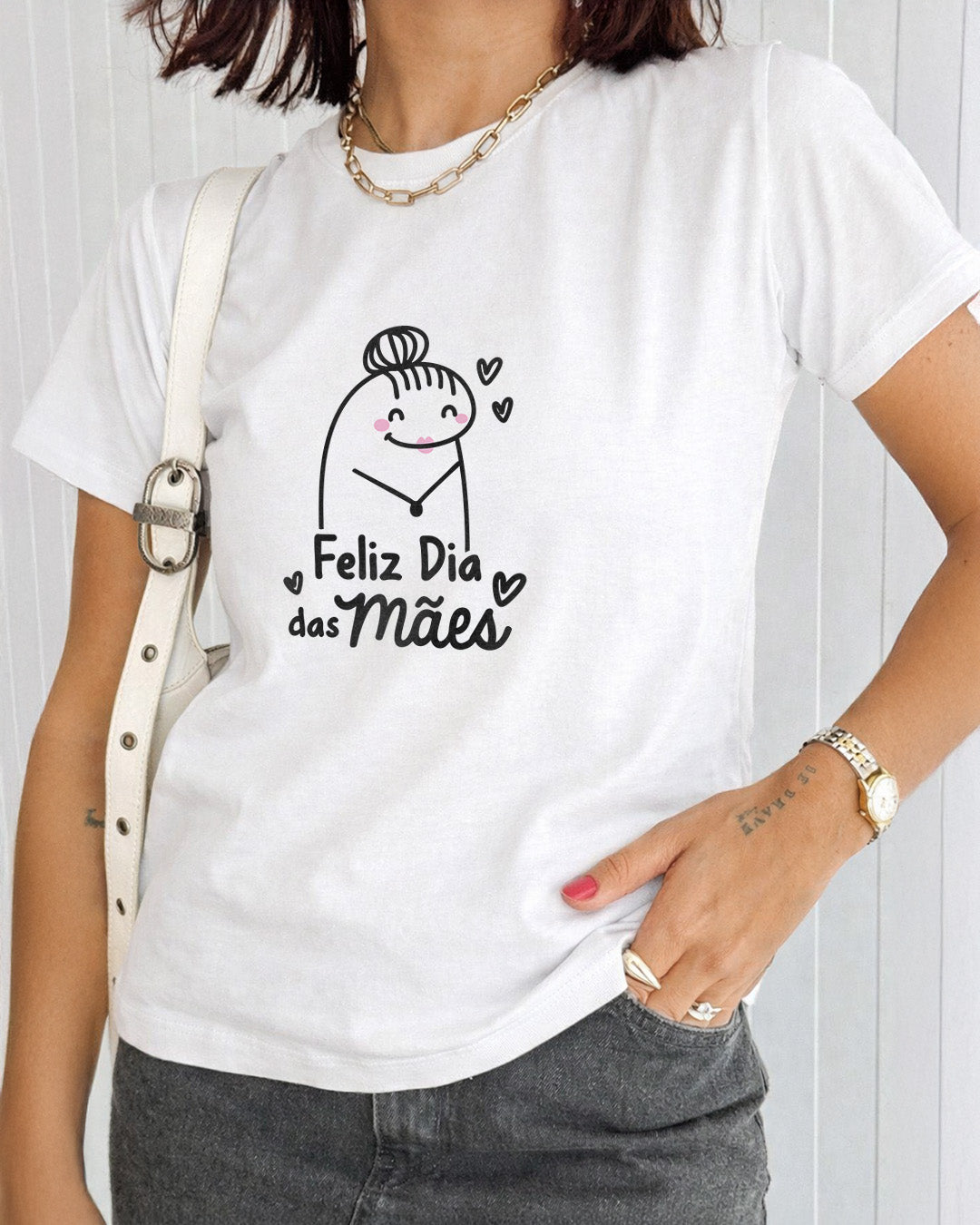 Camiseta Feminina 100% Algodão "Feliz Dia Das Mães Alegre" Dia Das Mães
