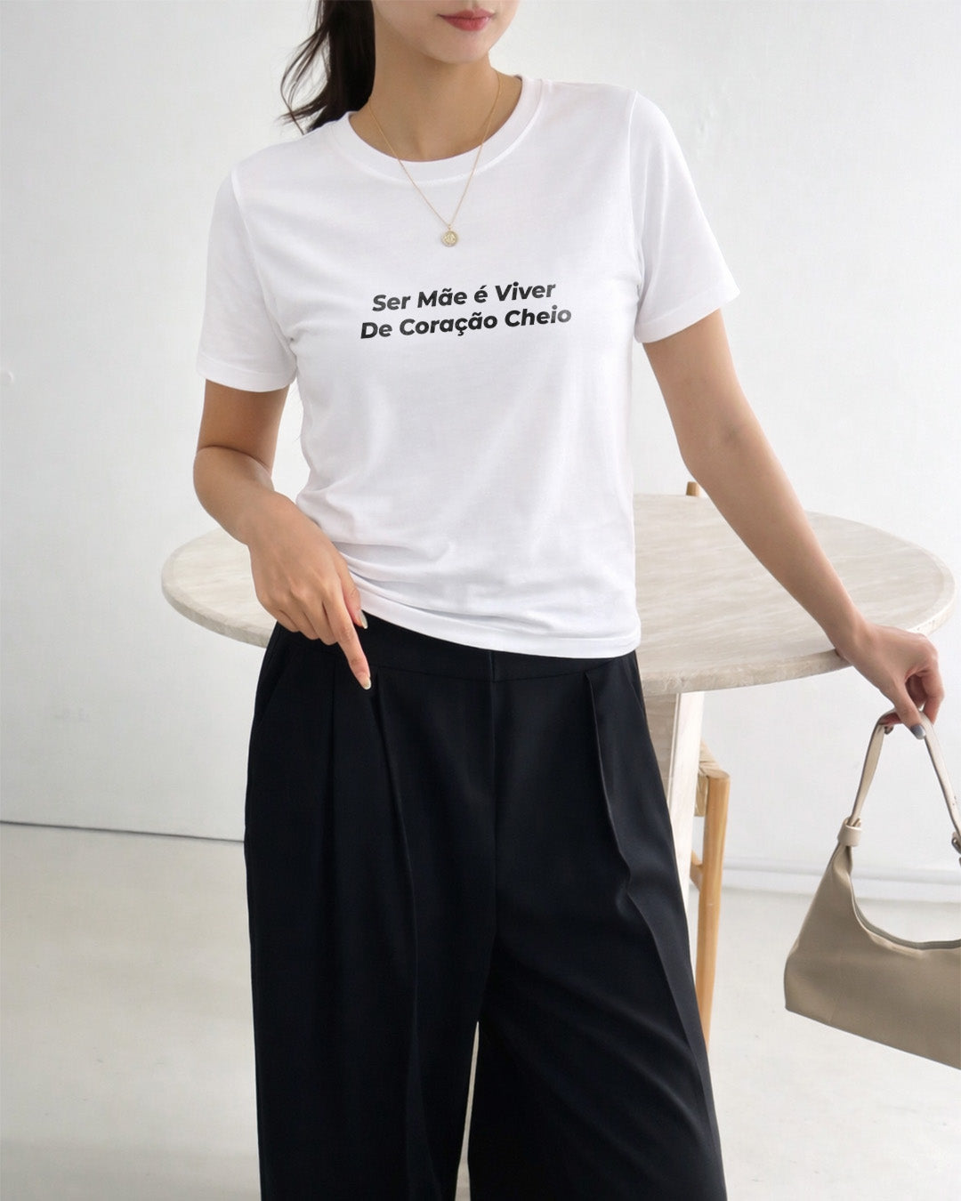 Camiseta Feminina 100% Algodão "Coração Cheio" Dia Das Mães