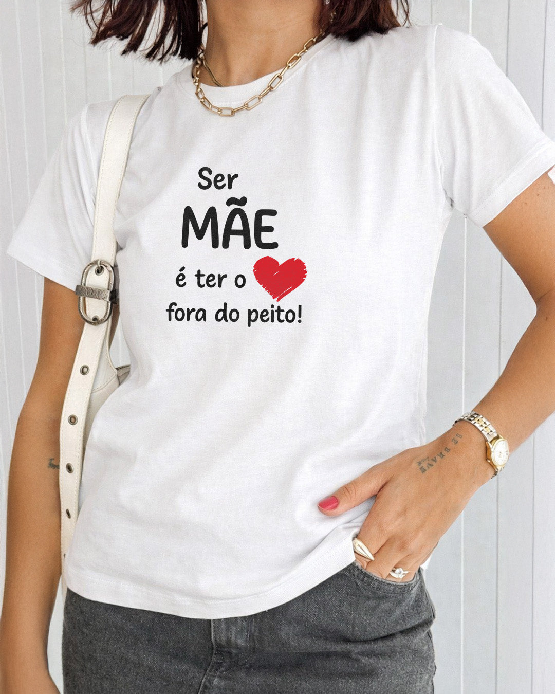 Camiseta Feminina Dia Das Mães "Coração Fora Do Peito" 100% Algodão