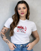 Camiseta 100% Algodão Feminina "Mãe Seu Amor Faz Meu Mundo Melhor" Dia Das Mães