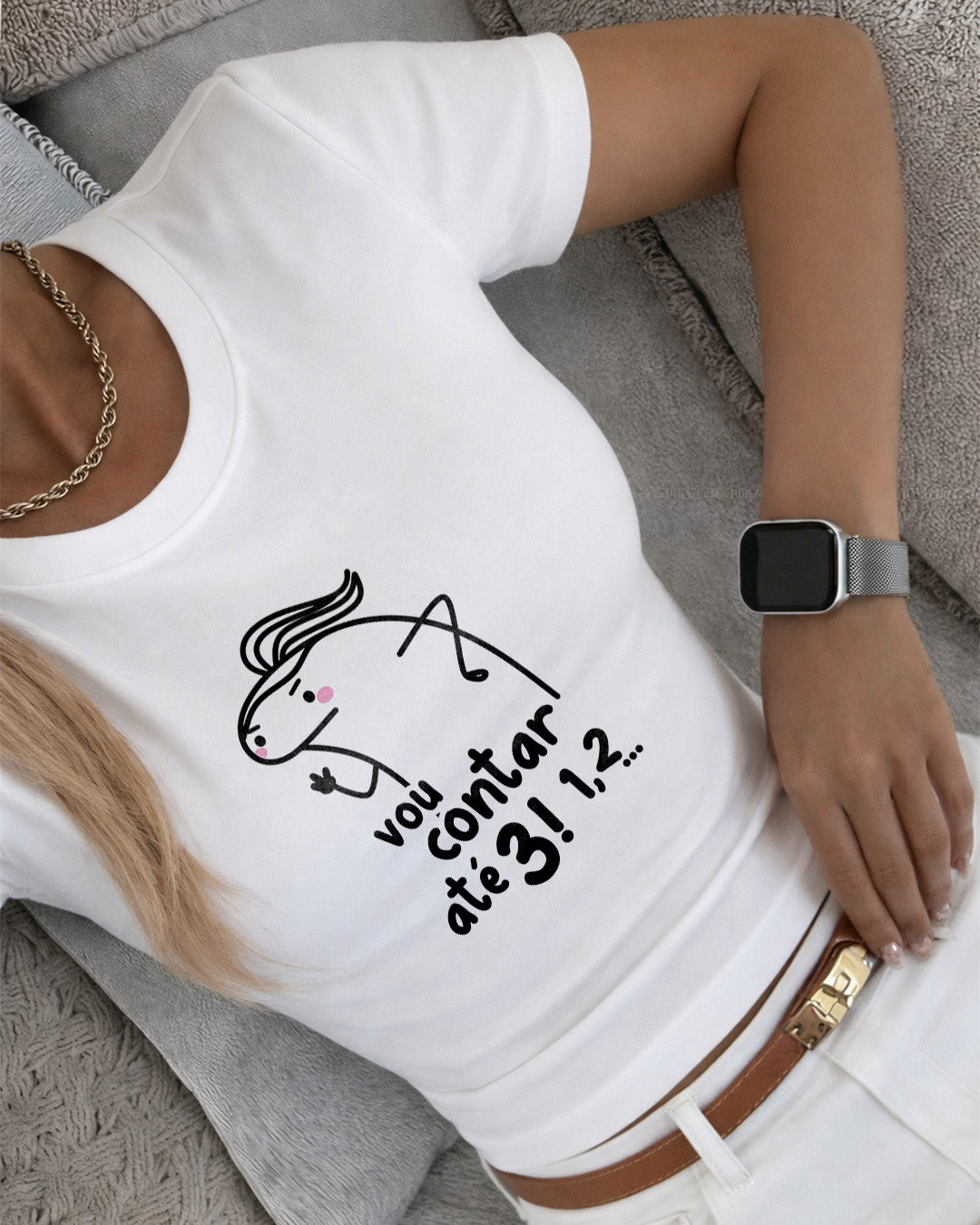 Camiseta Feminina 100% Algodão "Até 3" Dia Das Mães