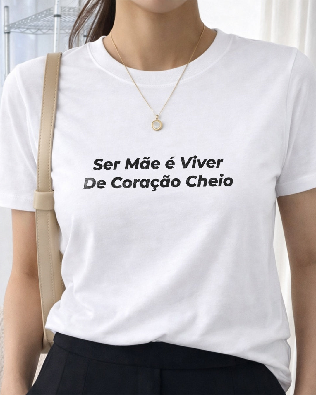 Camiseta Feminina 100% Algodão "Coração Cheio" Dia Das Mães