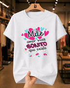 Camiseta 100% Algodão Feminina "Mãe Amor Mais Bonito" Dia Das Mães