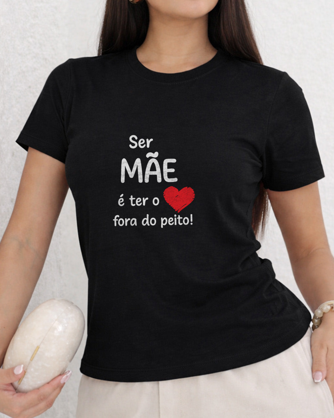 Camiseta Feminina Dia Das Mães "Coração Fora Do Peito" 100% Algodão