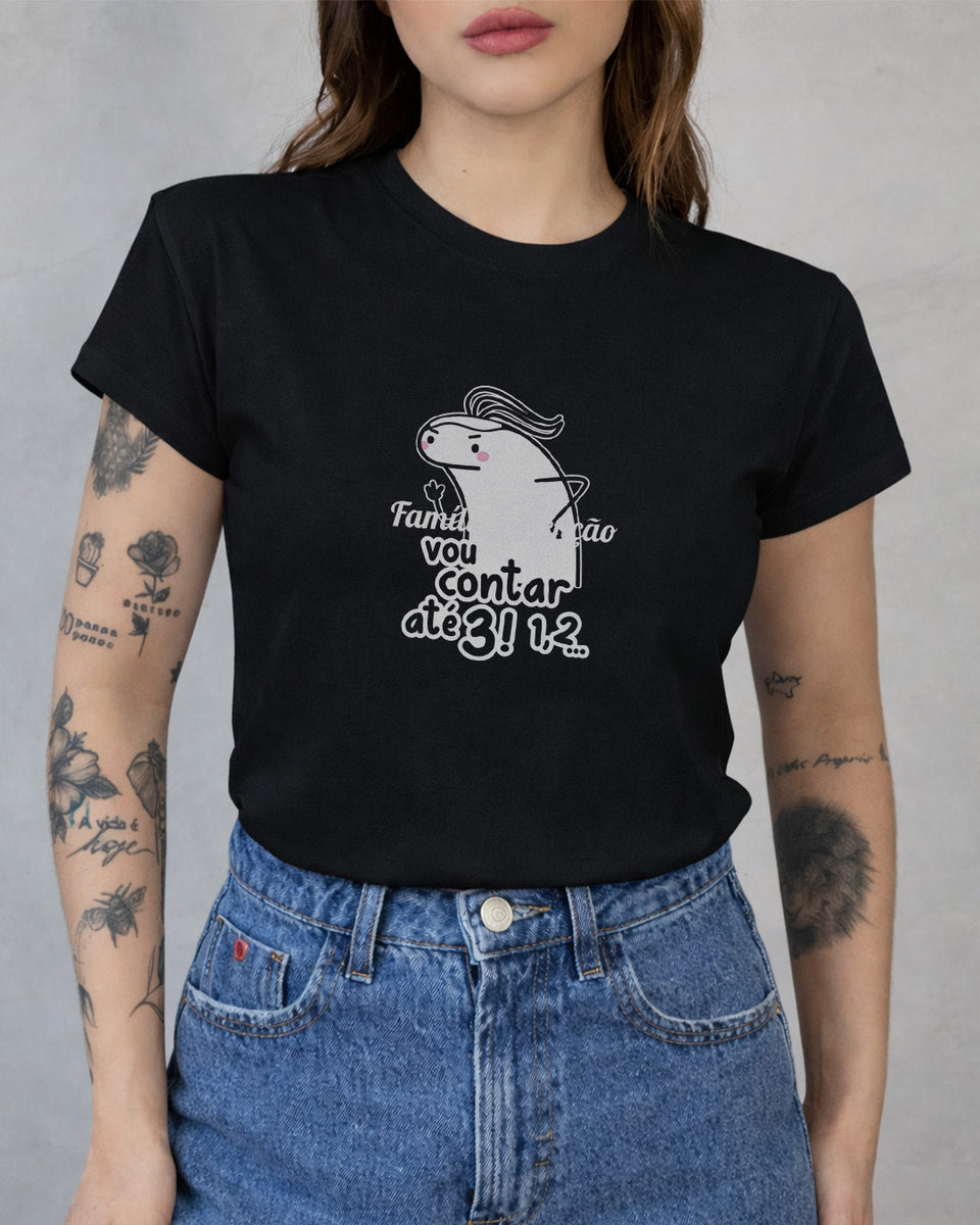 Camiseta Feminina 100% Algodão "Até 3" Dia Das Mães