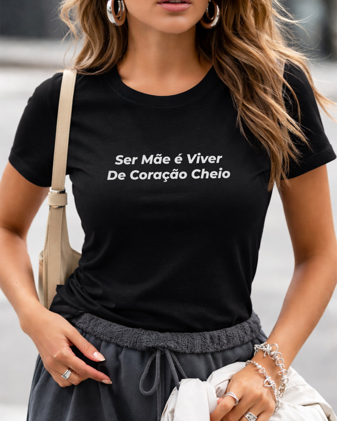 Camiseta Feminina 100% Algodão "Coração Cheio" Dia Das Mães