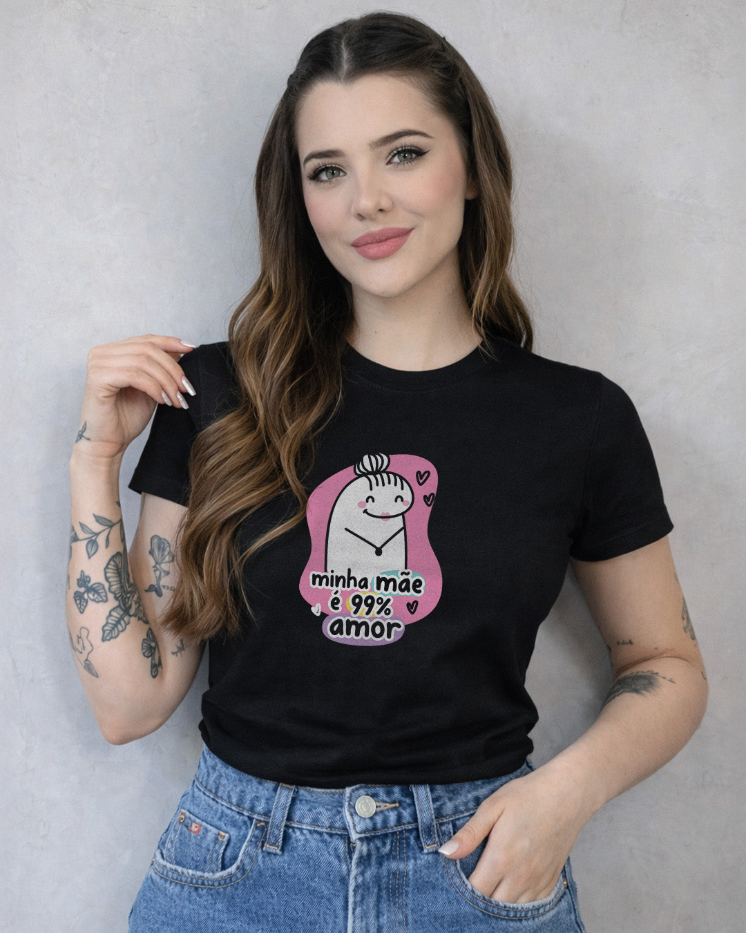 Camiseta Feminina "Minha Mãe É 99% Amor" 100% Algodão Dia Das Mães