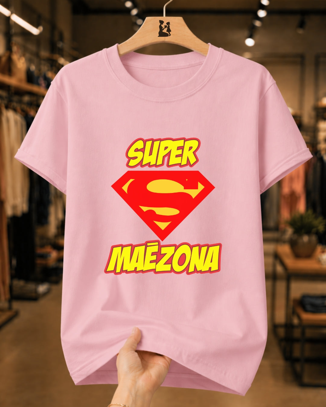 Camiseta Feminina 100% Algodão "Super Mãezona" Dia Das Mães