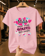 Camiseta 100% Algodão Feminina "Mãe Amor Mais Bonito" Dia Das Mães